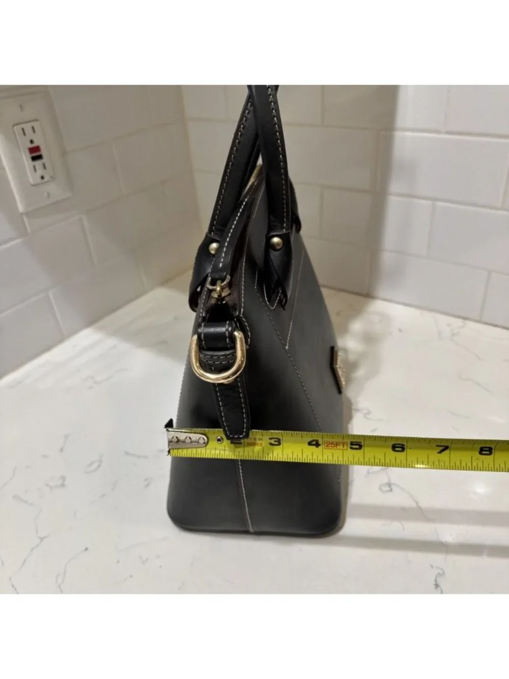 As Is Dooney and Bourke Black Leather Satchel Bag Tote